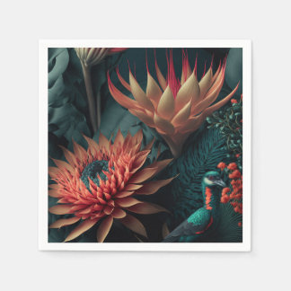 Serviette En Papier Fleurs exotiques.