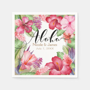 Serviette En Papier Fleurs Exotiques Tropicales Élégant Aloha Hawaïen