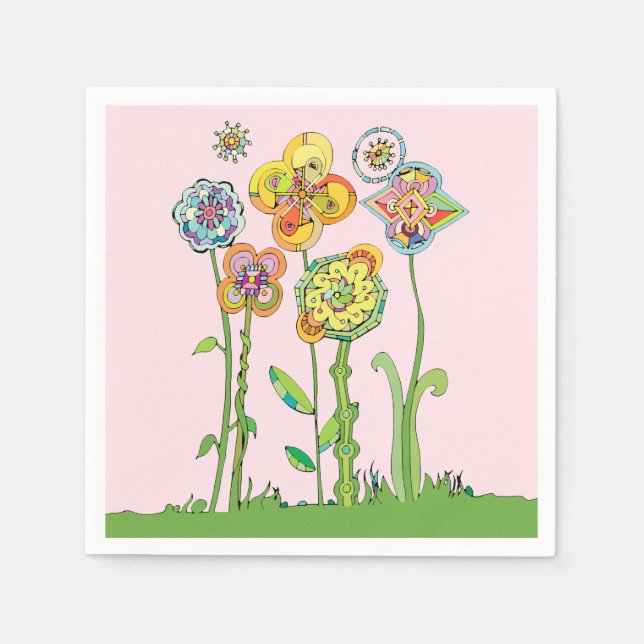 Serviette En Papier Fleurs Fantaisistes (Devant)