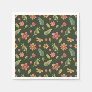 Serviette En Papier Fleurs fantaisistes de la forêt