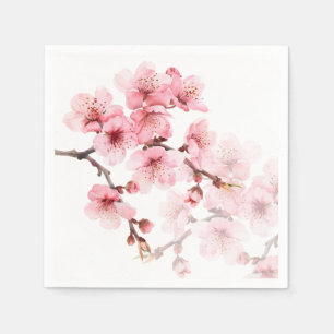 Serviette En Papier Fleurs florales de cerisier rose blanc