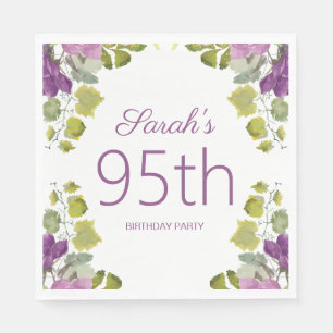 Serviette En Papier Fleurs Florales Violettes Feuilles Vertes Vignes 9