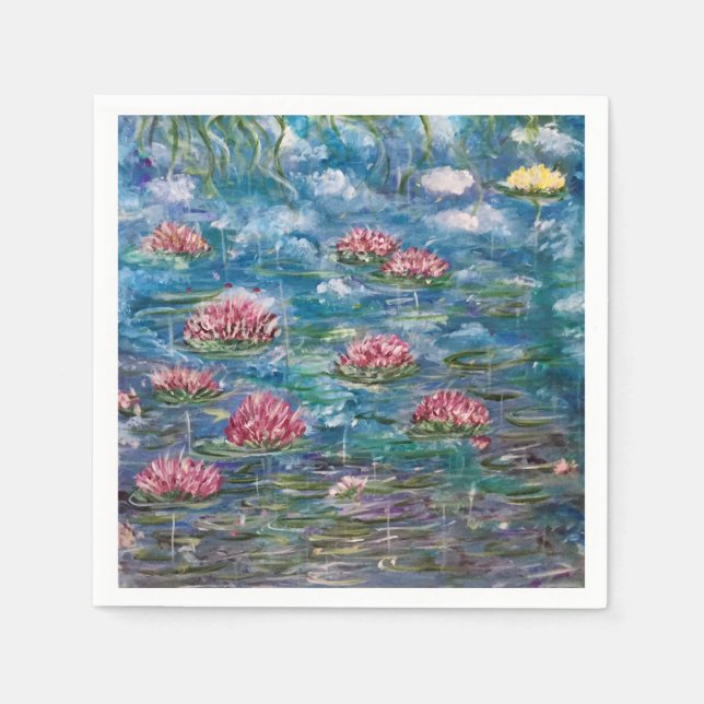 Serviette En Papier "Fleurs flottantes" Cocktails serviettes (Devant)