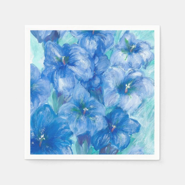 Serviette En Papier Fleurs Gentiennes Bleues (Devant)