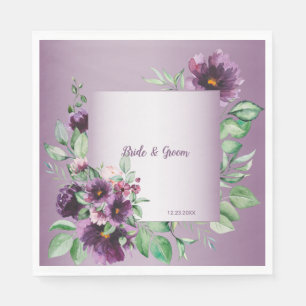 Serviette En Papier Fleurs géométriques de verdure teintées de rose po