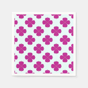 Serviette En Papier Fleurs géométriques roses sur un fond clair