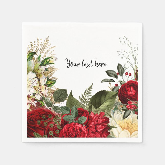 Serviette En Papier Fleurs glam chic modernes pour toutes les occasion (Devant)