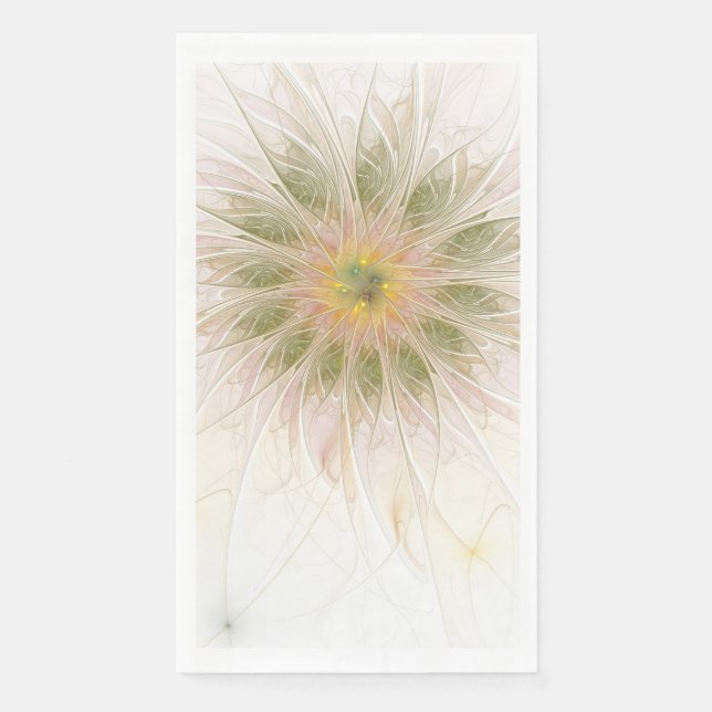 Serviette En Papier Fleurs imaginaires fractales douces et tendres (Devant)