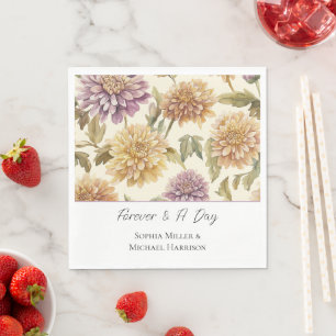 Serviette En Papier Fleurs Jaune Crème Lavande Péché Mariage