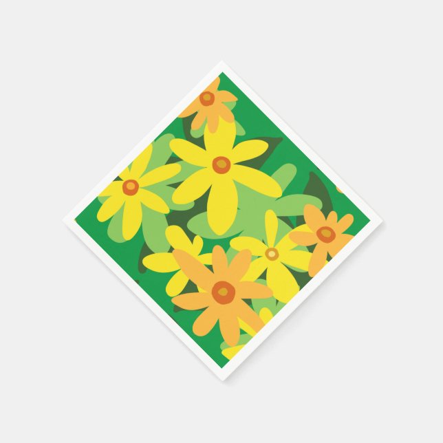 Serviette En Papier Fleurs jaunes (Coin)