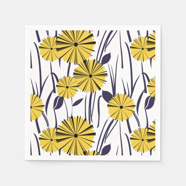 Serviette En Papier Fleurs jaunes (Devant)