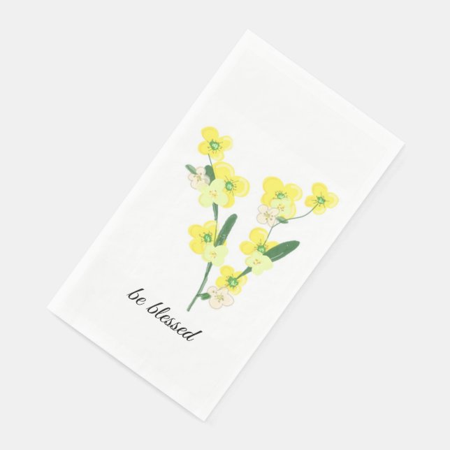 Serviette En Papier Fleurs Jaunes à Bénir (Coin)