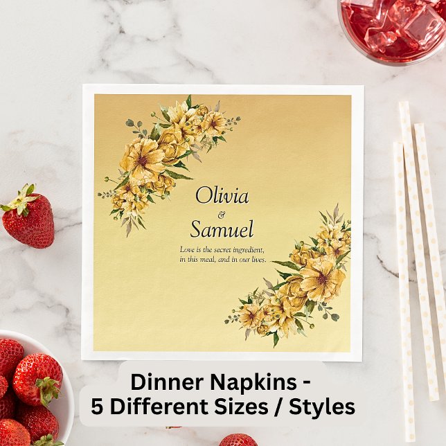 Serviette En Papier Fleurs jaunes dorées (Créateur téléchargé)