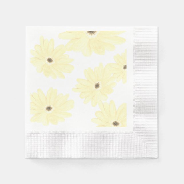Serviette En Papier Fleurs Jaunes Le Matin Tranquilles (Devant)