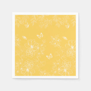 Serviette En Papier Fleurs Jaunes Motif, Floral, Minimaliste