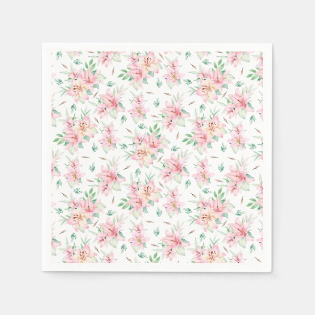 Serviette En Papier Fleurs Lilly Roses (Devant)