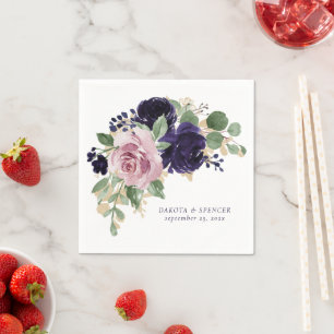 Serviette En Papier Fleurs luxuriantes Bouquet pourpre et rose