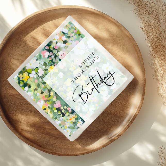 Serviette En Papier Fleurs Meadow élégant anniversaire (Créateur téléchargé)