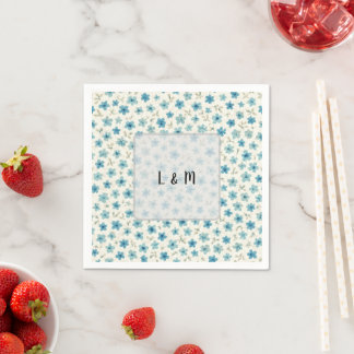 Serviette En Papier Fleurs minuscules modernes bleues
