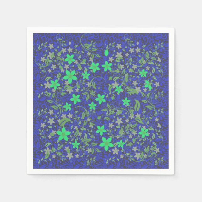 Serviette En Papier Fleurs motif 08.b DGrey BG (Devant)