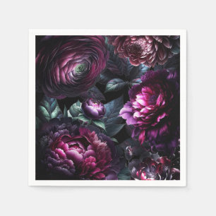 Serviette En Papier Fleurs noires enchantées florales audacieuses et l