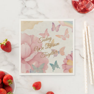 Serviette En Papier Fleurs & Papillons Jardin de Nature Pastel pour le