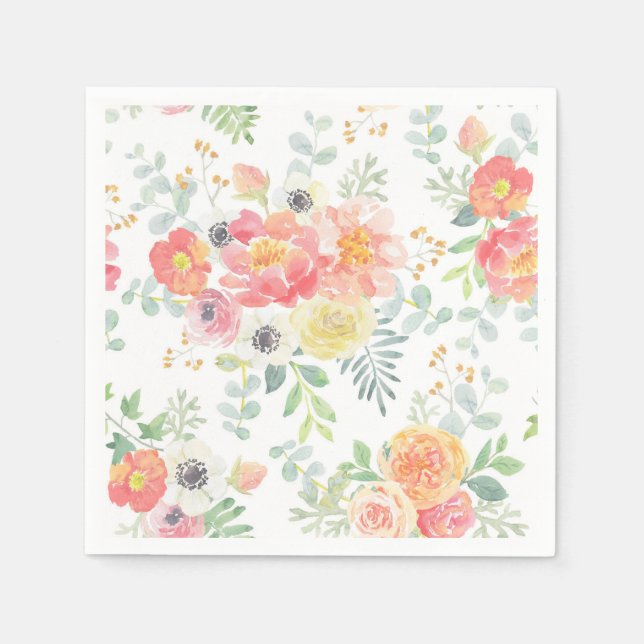 Serviette En Papier Fleurs Pastel (Devant)