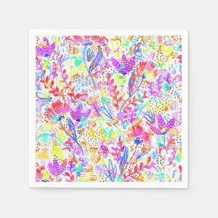 Serviette En Papier Fleurs pastel abstraites
