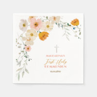 Fleurs pastel et verdure Première communion sainte