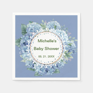 Serviette En Papier Fleurs personnalisées bleues et blanches