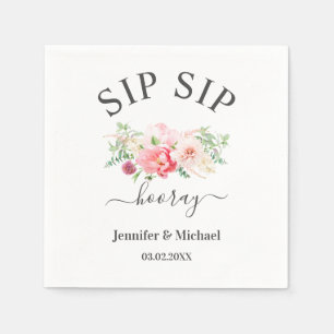 Serviette En Papier Fleurs personnalisées "SIP SIP HOORAY"