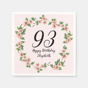 Serviette En Papier Fleurs pour 93e anniversaire Joli rose tendre