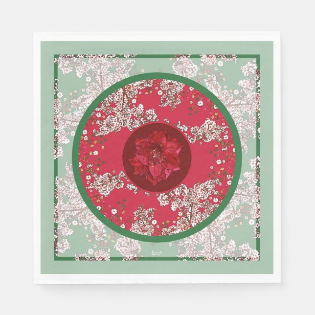 Serviette En Papier Fleurs pour Noël (Devant)