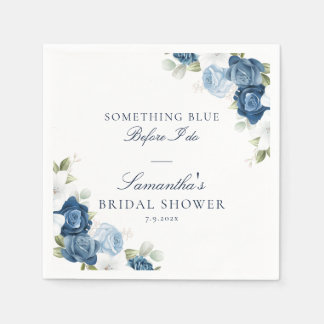 Serviette En Papier Fleurs Poussiéreux Bleu Avant Moi Mariage Papier S