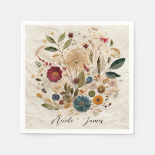 Serviette En Papier Fleurs Pressées de Jardin Fantaisiste Mariage Bohè