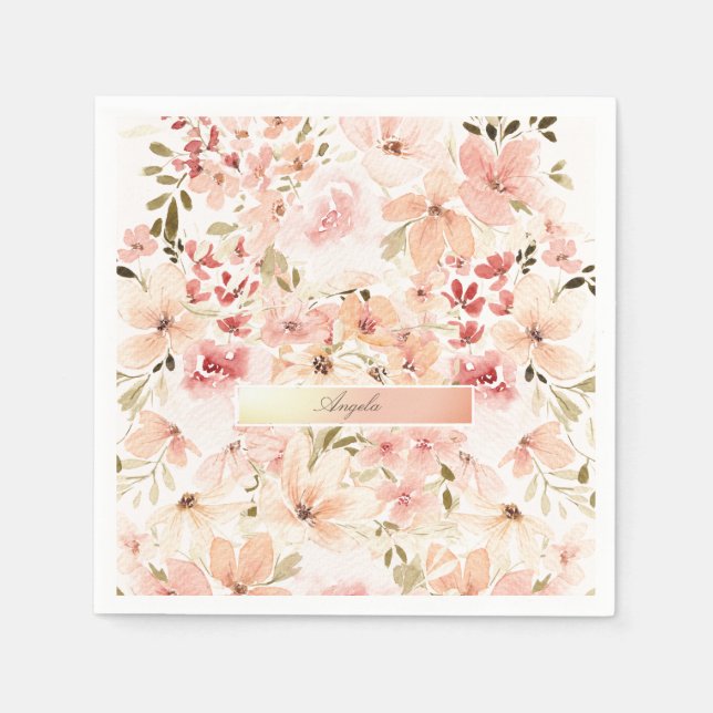 Serviette En Papier Fleurs printanières florissantes (Devant)