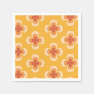 Serviette En Papier Fleurs Rétro Géo 70 Groovy sur Ambre