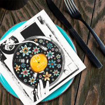 Fleurs Rétro sur Vinyle Personnalisé pour Annivers