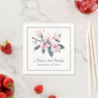 Fleurs rose et gris Aquarelle classique Anniversai