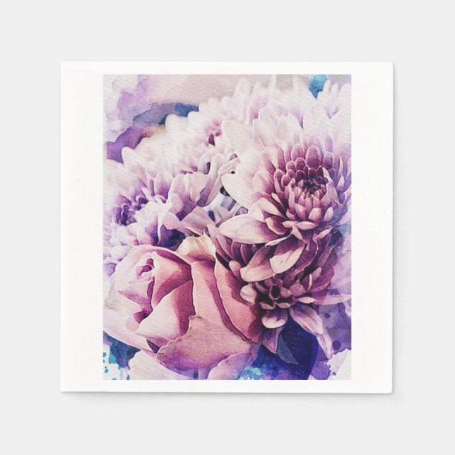 Serviette en papier fleurs rose pâle élégant (Devant)