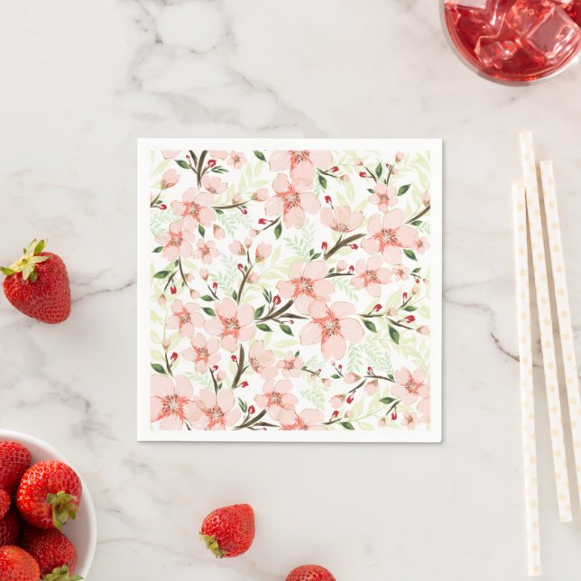 Serviette En Papier Fleurs roses (En situation)