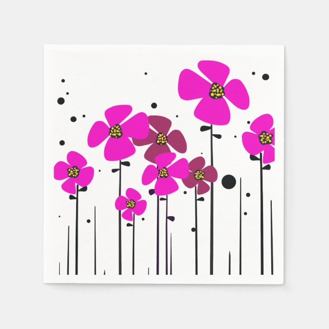 Serviette En Papier Fleurs roses (Devant)