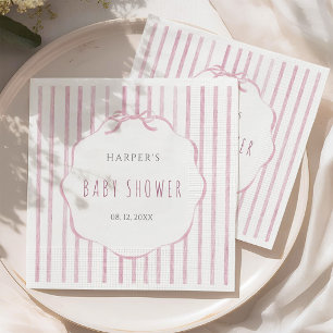 Serviette En Papier Fleurs roses avec cadre festonné pour Baby Shower 