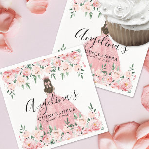 Serviette En Papier Fleurs Roses Blush Rose Quinceanera