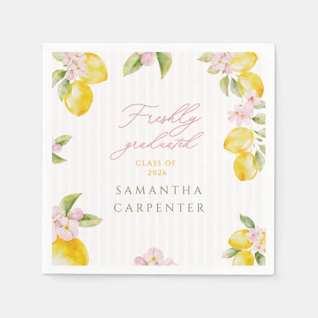Serviette En Papier Fleurs roses de citron fraîchement diplômé (Devant)
