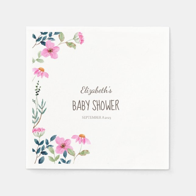Serviette En Papier Fleurs Roses de Jardin (Devant)