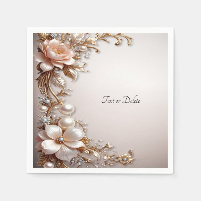 Serviette En Papier Fleurs roses et blanches douces (Devant)