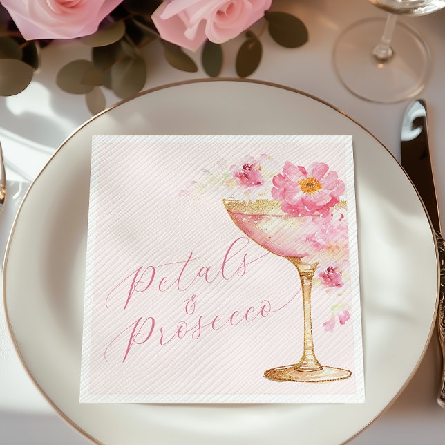 Serviette En Papier Fleurs roses et prosecco Floral Baby Shower (Créateur téléchargé)