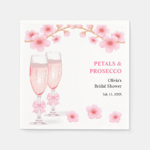 Serviette En Papier Fleurs roses et Prosecco pour l'enterrement de vie