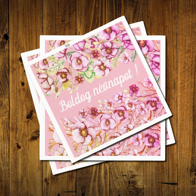Serviette En Papier Fleurs roses - fête hongroise (Créateur téléchargé)